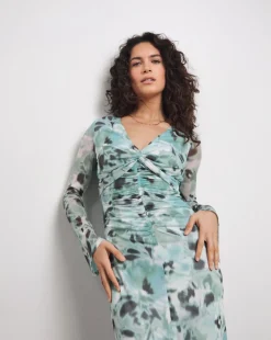 Joanna Hope Mesh Maxi Dress With Ruching