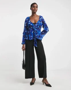 Joanna Hope Mesh Ruffle Blouse