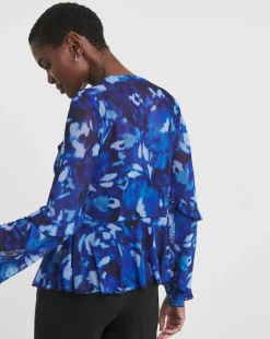 Joanna Hope Mesh Ruffle Blouse