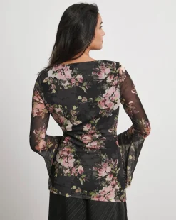 Joanna Hope Mesh Twist Top