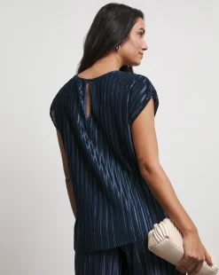 Joanna Hope Metallic Plisse Top