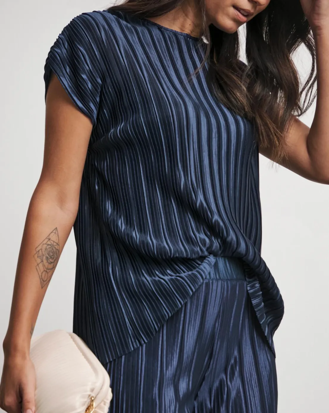 Joanna Hope Metallic Plisse Top