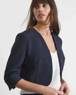 Joanna Hope Navy Cropped Jacket