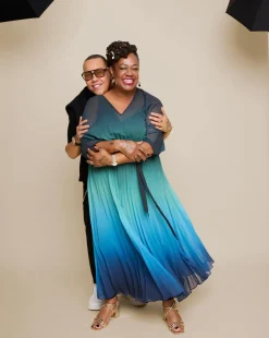 Joanna Hope Ombre Print Pleated Dress