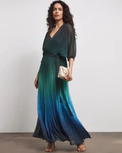 Joanna Hope Ombre Print Pleated Dress
