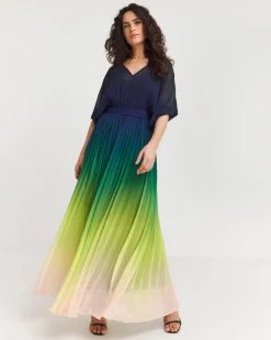 Joanna Hope Ombre Print Pleated Dress