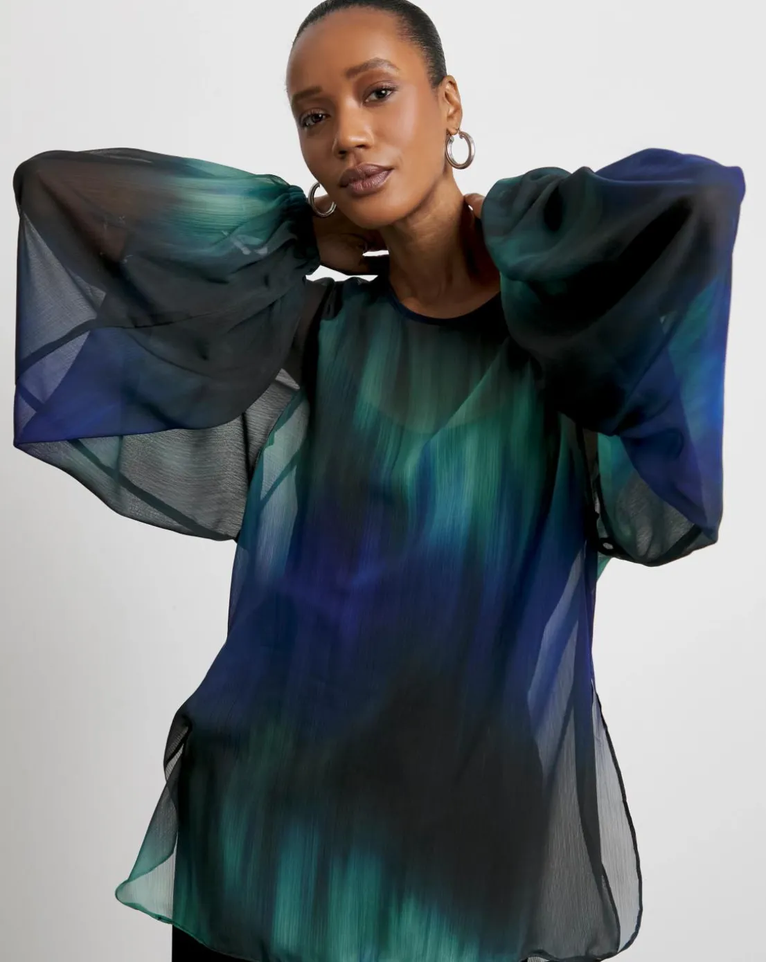 Joanna Hope Ombre Volume Sleeve Blouse