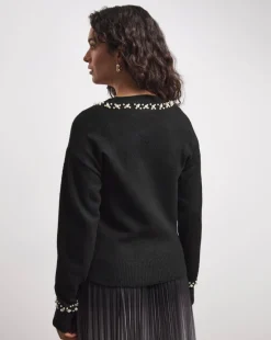 Joanna Hope Pearl Trim Knit Jumper