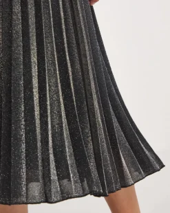 Joanna Hope Pleated Silver Glitter Skirt