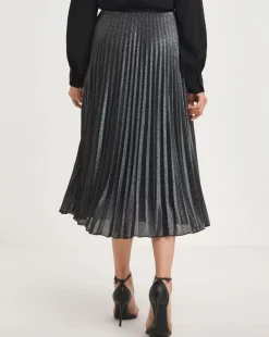 Joanna Hope Pleated Silver Glitter Skirt