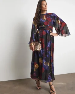 Joanna Hope Printed Maxi Dress With Gold Foil