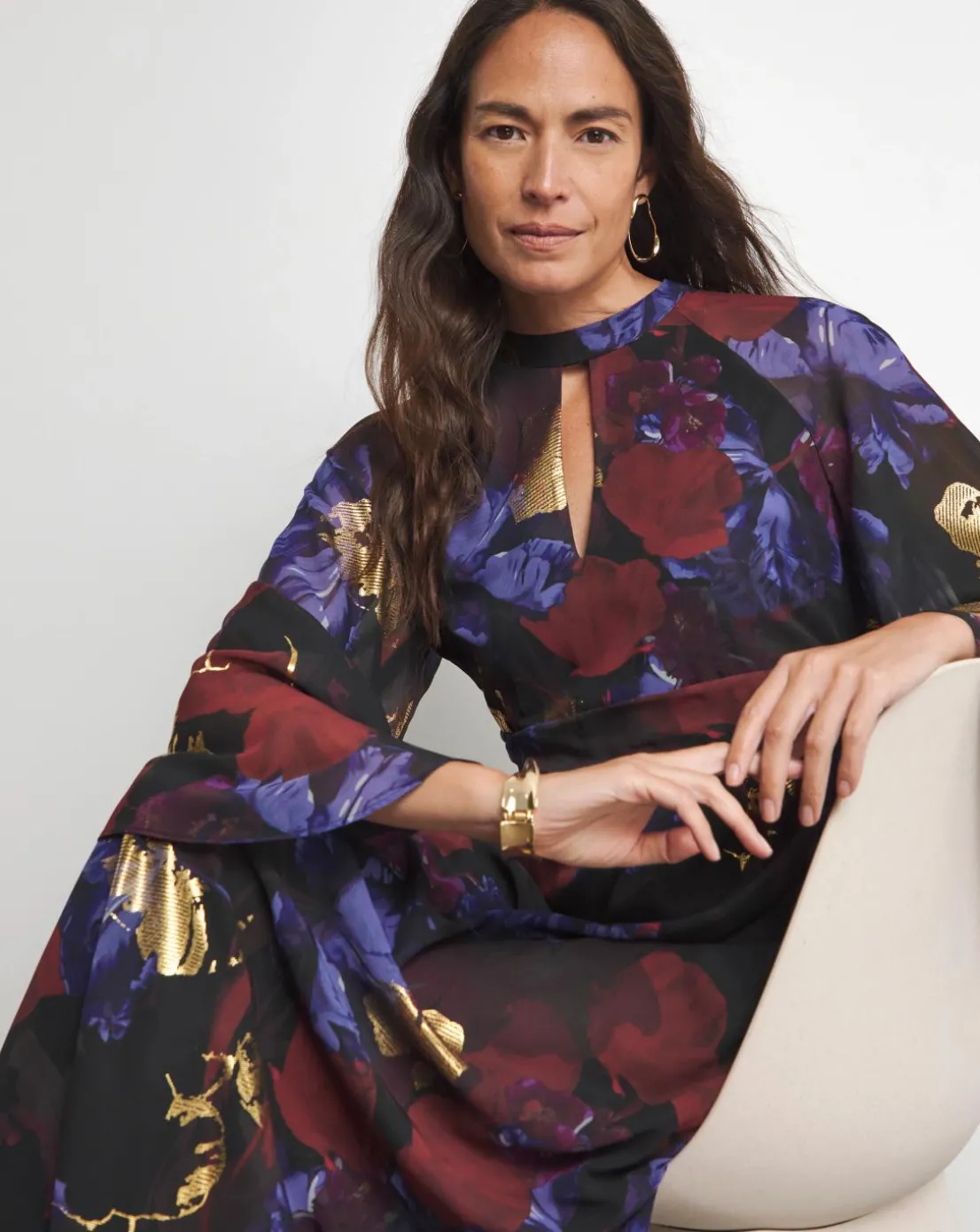 Joanna Hope Printed Maxi Dress With Gold Foil