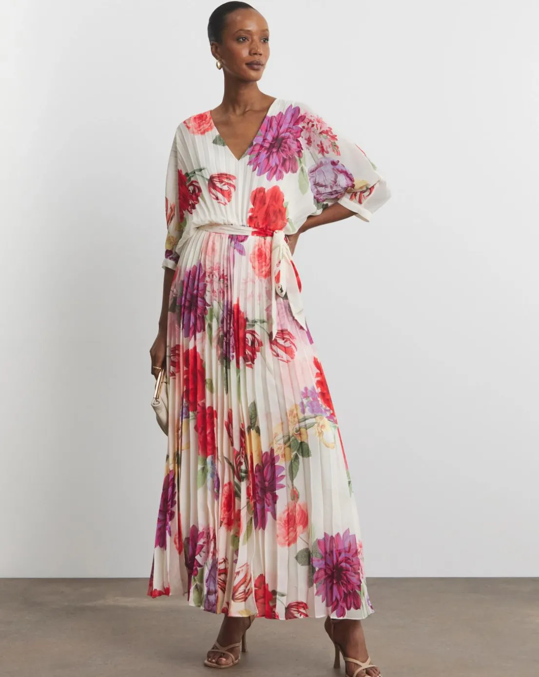 Joanna Hope Printed Pleated Maxi Dress