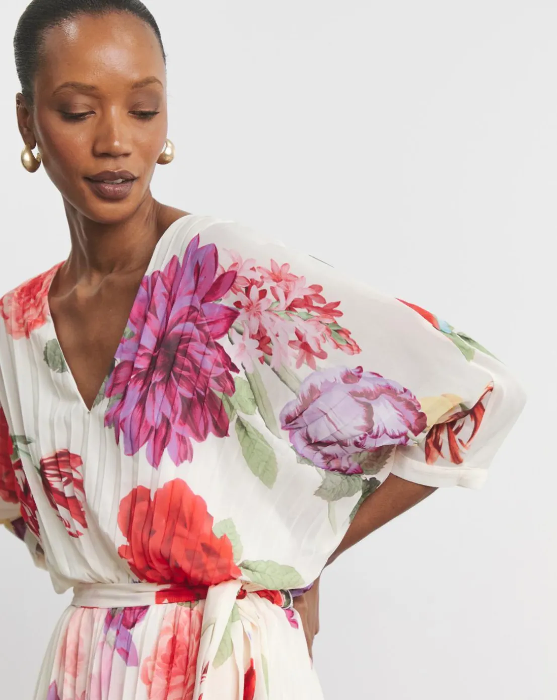 Joanna Hope Printed Pleated Maxi Dress