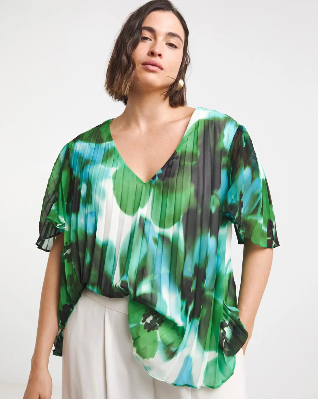Joanna Hope Printed Pleated Blouse