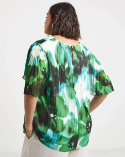 Joanna Hope Printed Pleated Blouse