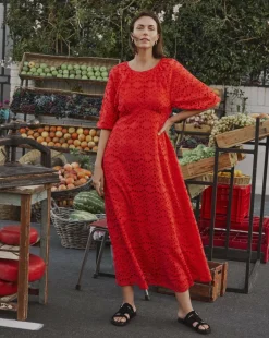 Joanna Hope Puff Sleeve Broderie Dress