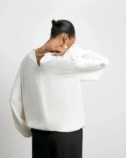 Joanna Hope Puff Sleeve Blouse With Neck Detail