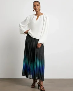 Joanna Hope Puff Sleeve Blouse With Neck Detail