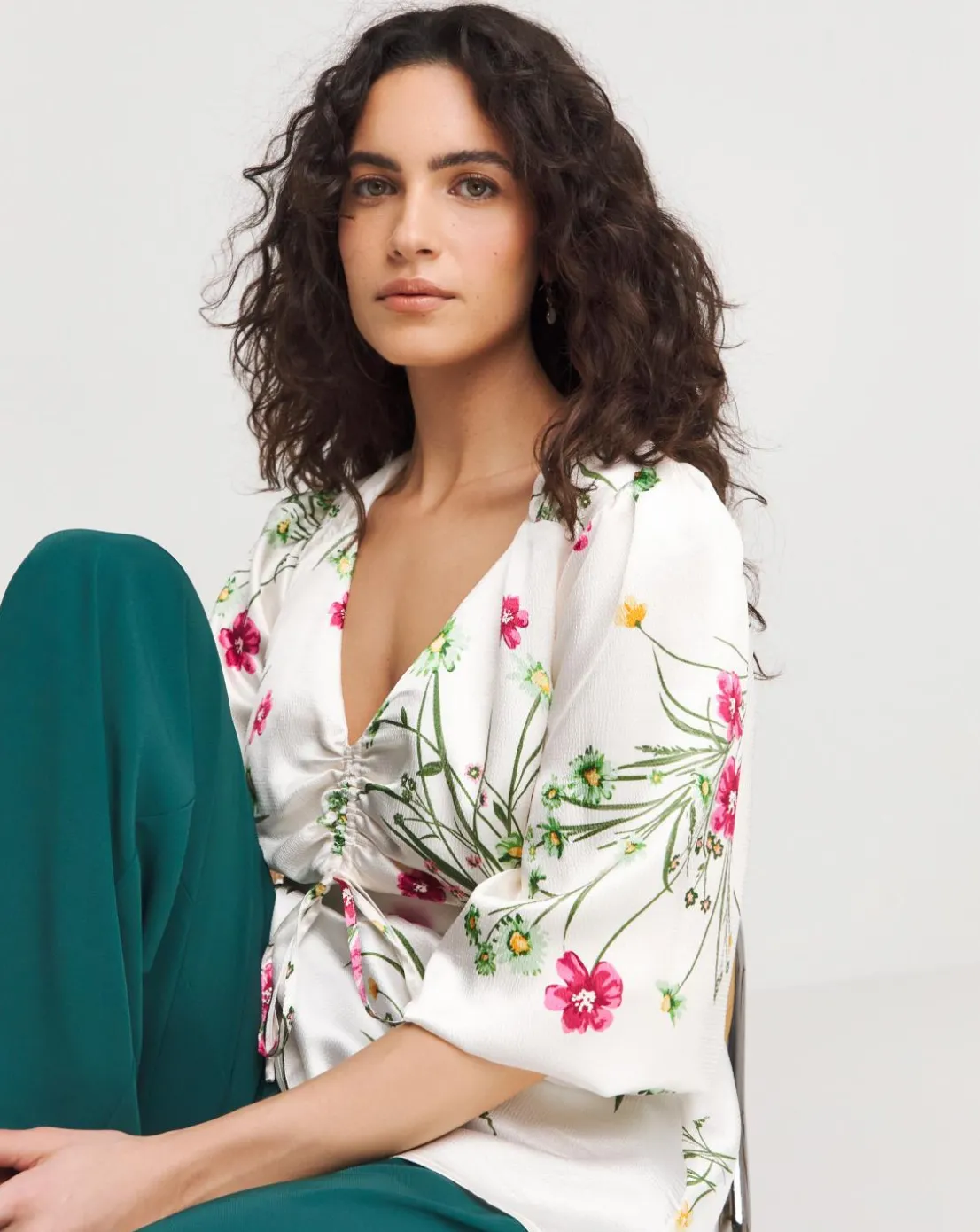 Joanna Hope Ruched Front Blouse