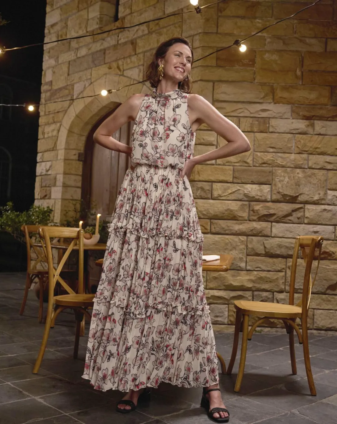 Joanna Hope Ruffle Pleated Dress