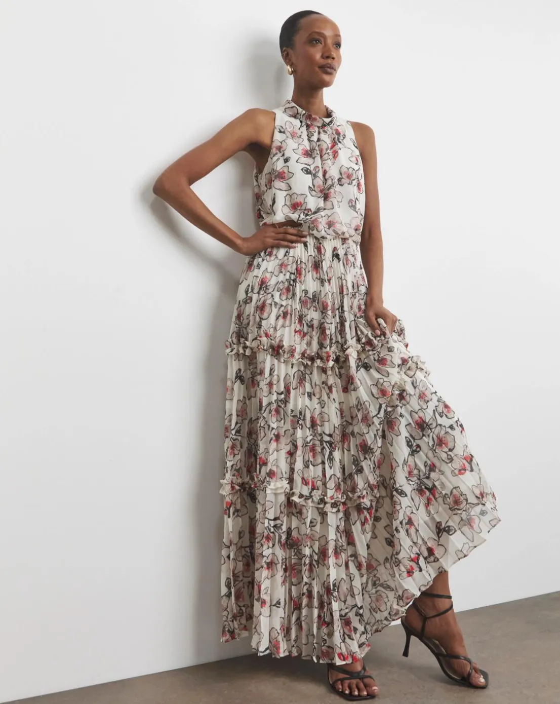 Joanna Hope Ruffle Pleated Dress