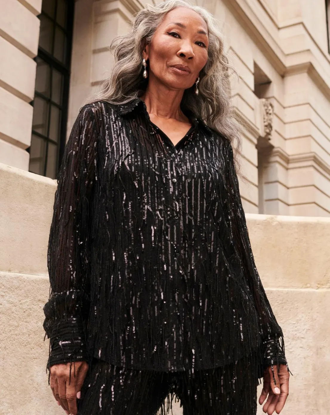 Joanna Hope Sequin Tassle Shirt