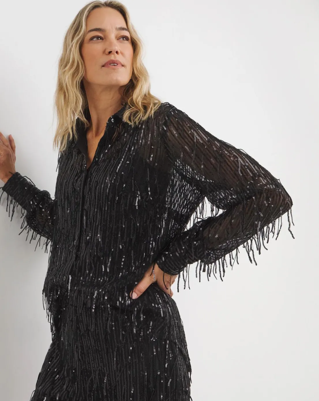 Joanna Hope Sequin Tassle Shirt