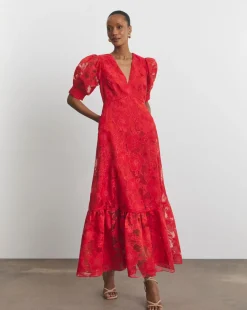 Joanna Hope Sheer Floral Dress