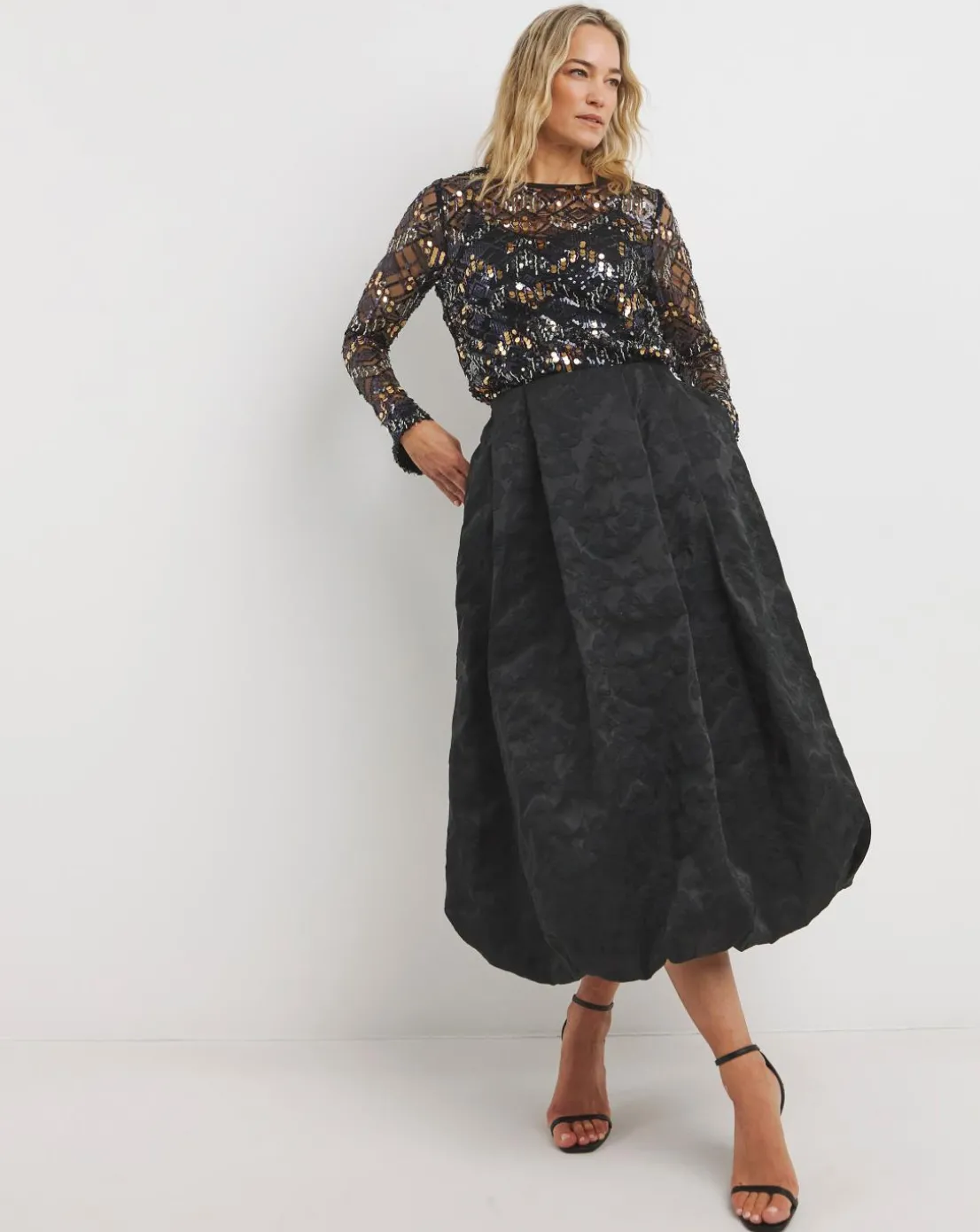 Joanna Hope Textured Bubble Hem Skirt