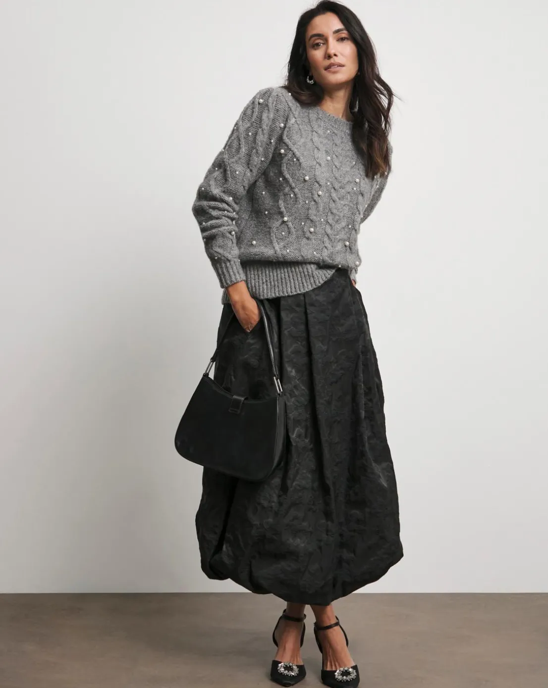 Joanna Hope Textured Bubble Hem Skirt
