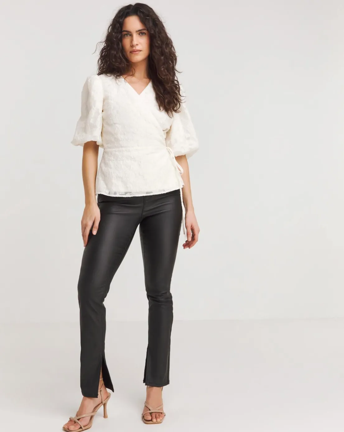 Joanna Hope Textured Wrap Blouse
