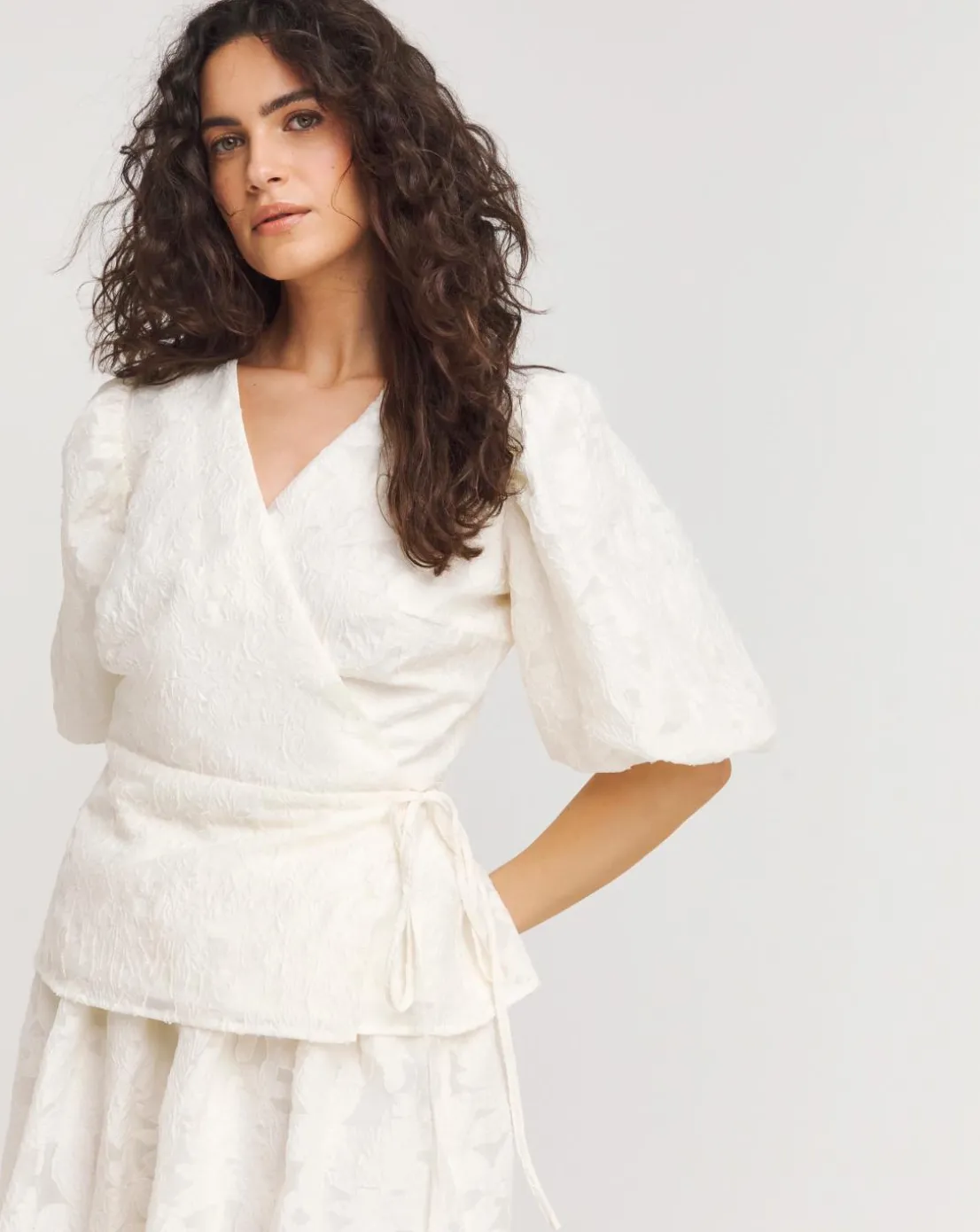 Joanna Hope Textured Wrap Blouse