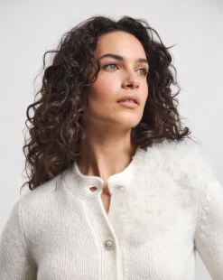 Joanna Hope Tulle Knit Cardigan