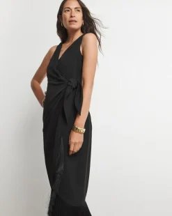 Joanna Hope Wrap Dress With Fringing