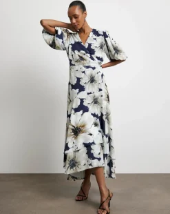 Joanna Hope Wrap Dress With Puff Sleeves
