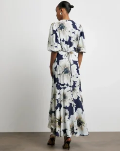 Joanna Hope Wrap Dress With Puff Sleeves