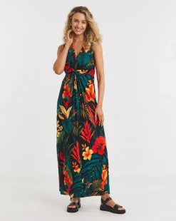 Joe Browns Beautiful Tropical Shirred Jersey Maxi Dress