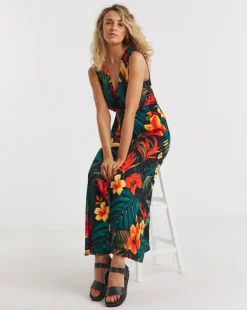 Joe Browns Beautiful Tropical Shirred Jersey Maxi Dress