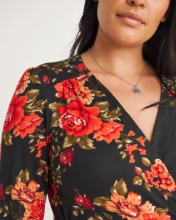 Joe Browns Black Joyful Winter Florals Wrap Jersey Dress