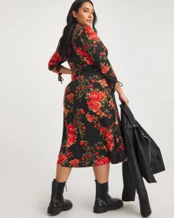 Joe Browns Black Joyful Winter Florals Wrap Jersey Dress