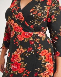 Joe Browns Black Joyful Winter Florals Wrap Jersey Dress