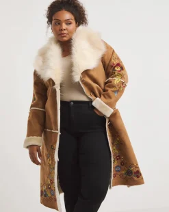 Joe Browns Enchanting Embroidered Faux Fur Coat