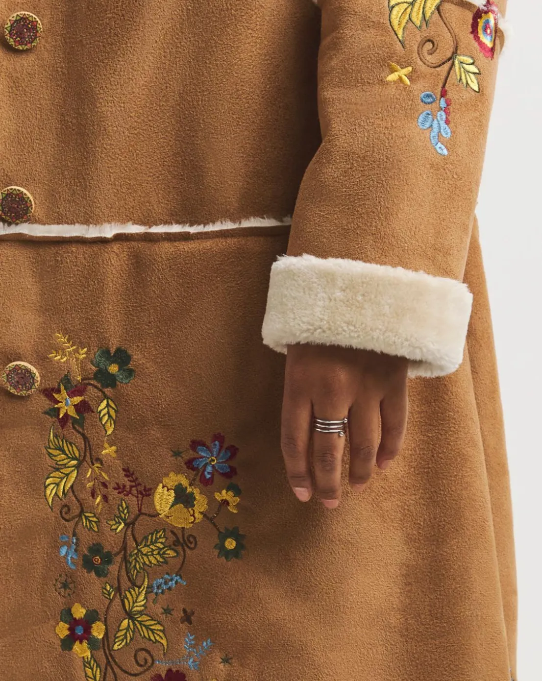 Joe Browns Enchanting Embroidered Faux Fur Coat