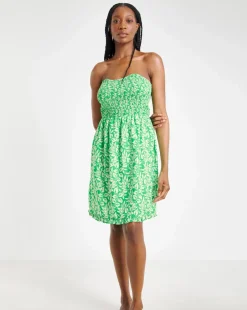 Joe Browns Green Leaf Print Short Beach Dress