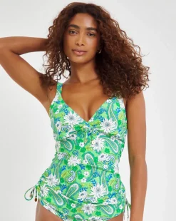 Joe Browns Paisley Print Tankini Top Green Multi