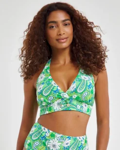 Joe Browns Paisley Print Non-Wired Bikini Top Green Multi