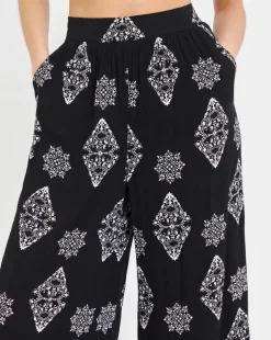 Joe Browns Print Beach Trousers Black Multi