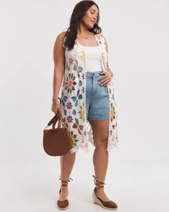 Joe Browns Ultimate Longline Crochet Waistcoat