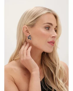 Jon Richard Gold Plated Blue Enamel Floral Clip Earrings